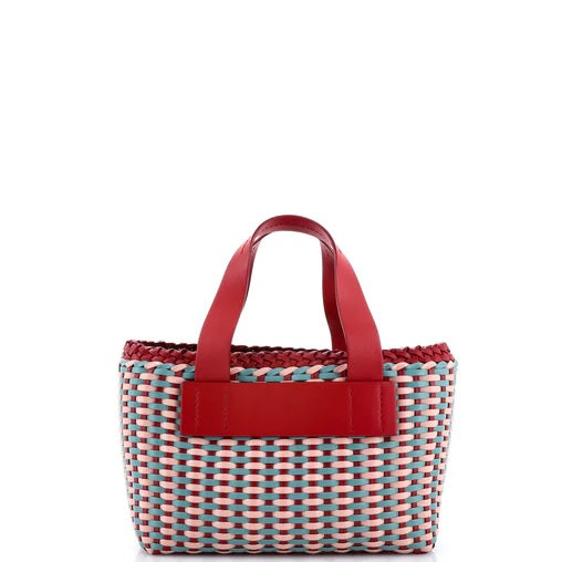 Miu Miu Logo Wicker Basket Tote Matelasse Leather Medium
