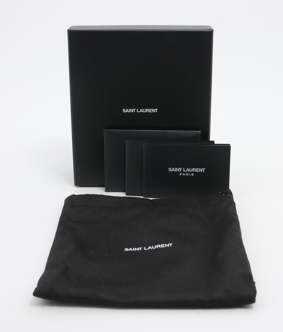 Saint Laurent Paris YSL line V Stitch Black Compact Wallet Leather