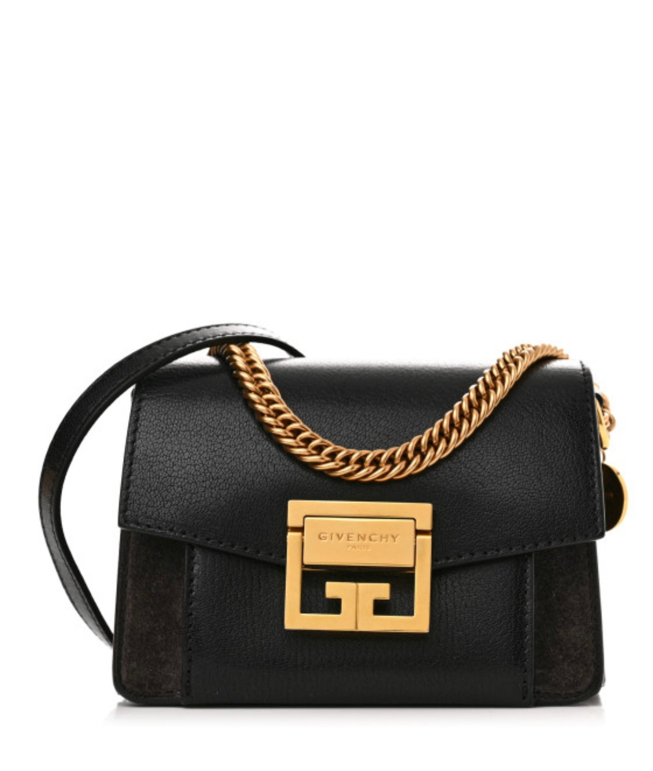 GIVENCHY Goatskin Suede Mini GV3 Shoulder Bag Black