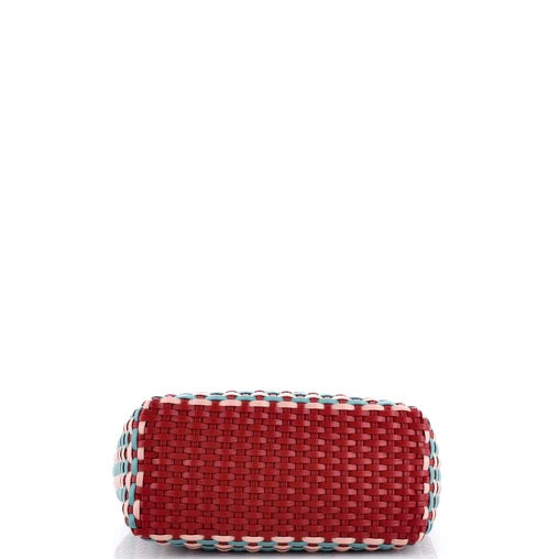 Miu Miu Logo Wicker Basket Tote Matelasse Leather Medium