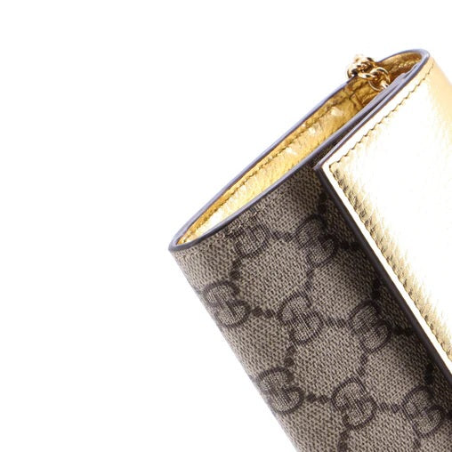 Gucci GG Marmont Continental Chain Wallet GG Coated Canvas and Leather