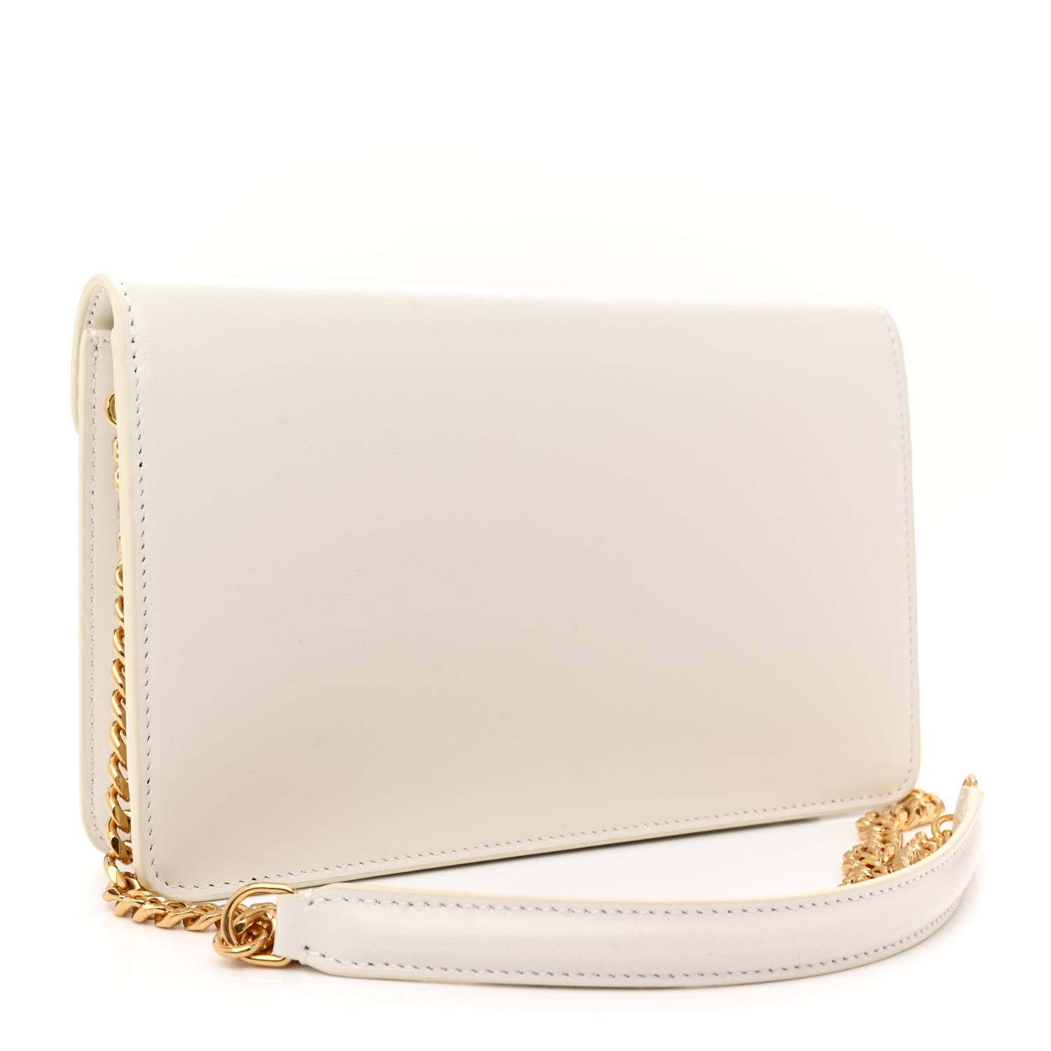 New Celine Shiny Calfskin Triomphe Margo Wallet on Chain White