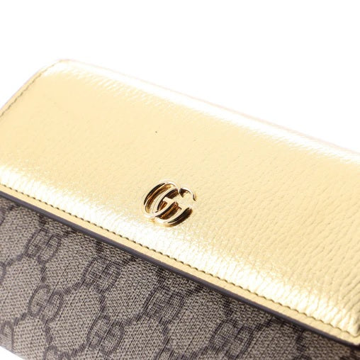 Gucci GG Marmont Continental Chain Wallet GG Coated Canvas and Leather