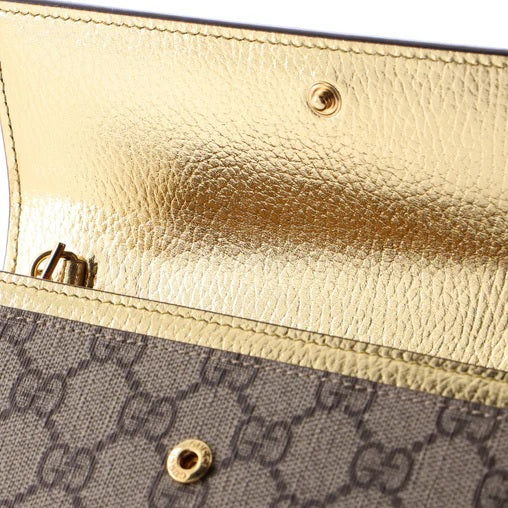 Gucci GG Marmont Continental Chain Wallet GG Coated Canvas and Leather