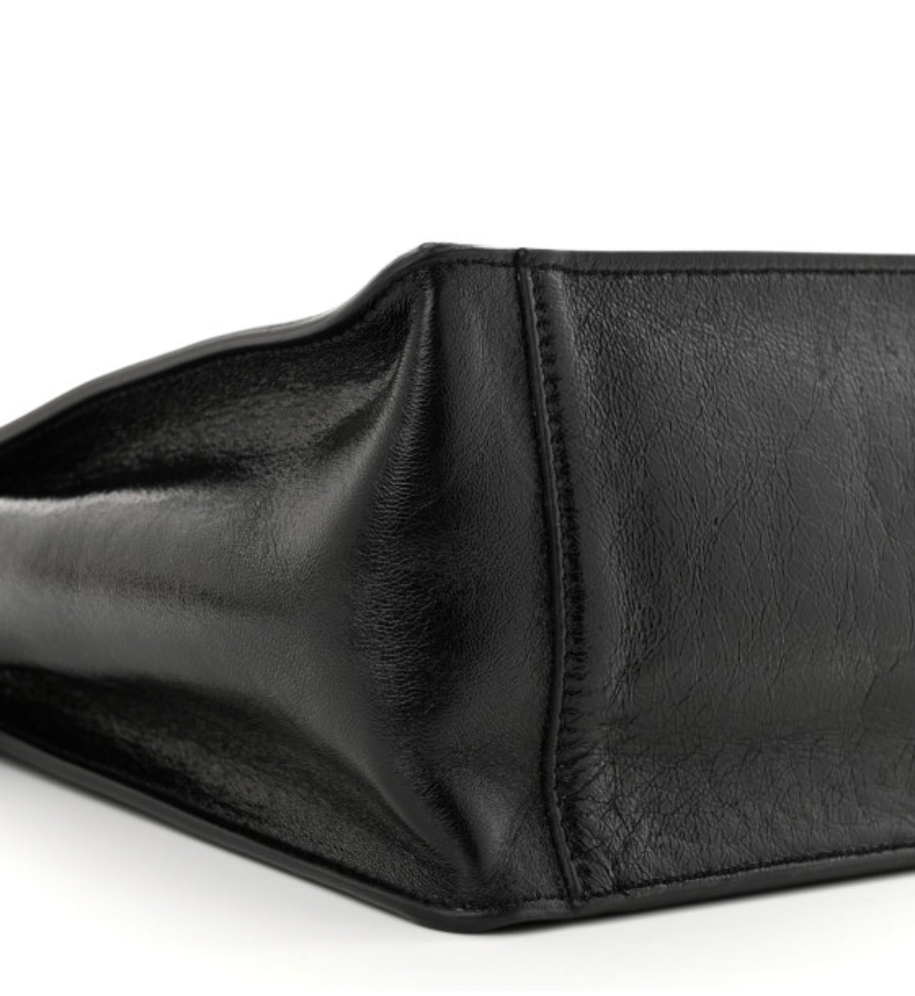 FENDI Glossy Lambskin Suede Small Flip Tote Black Marrone