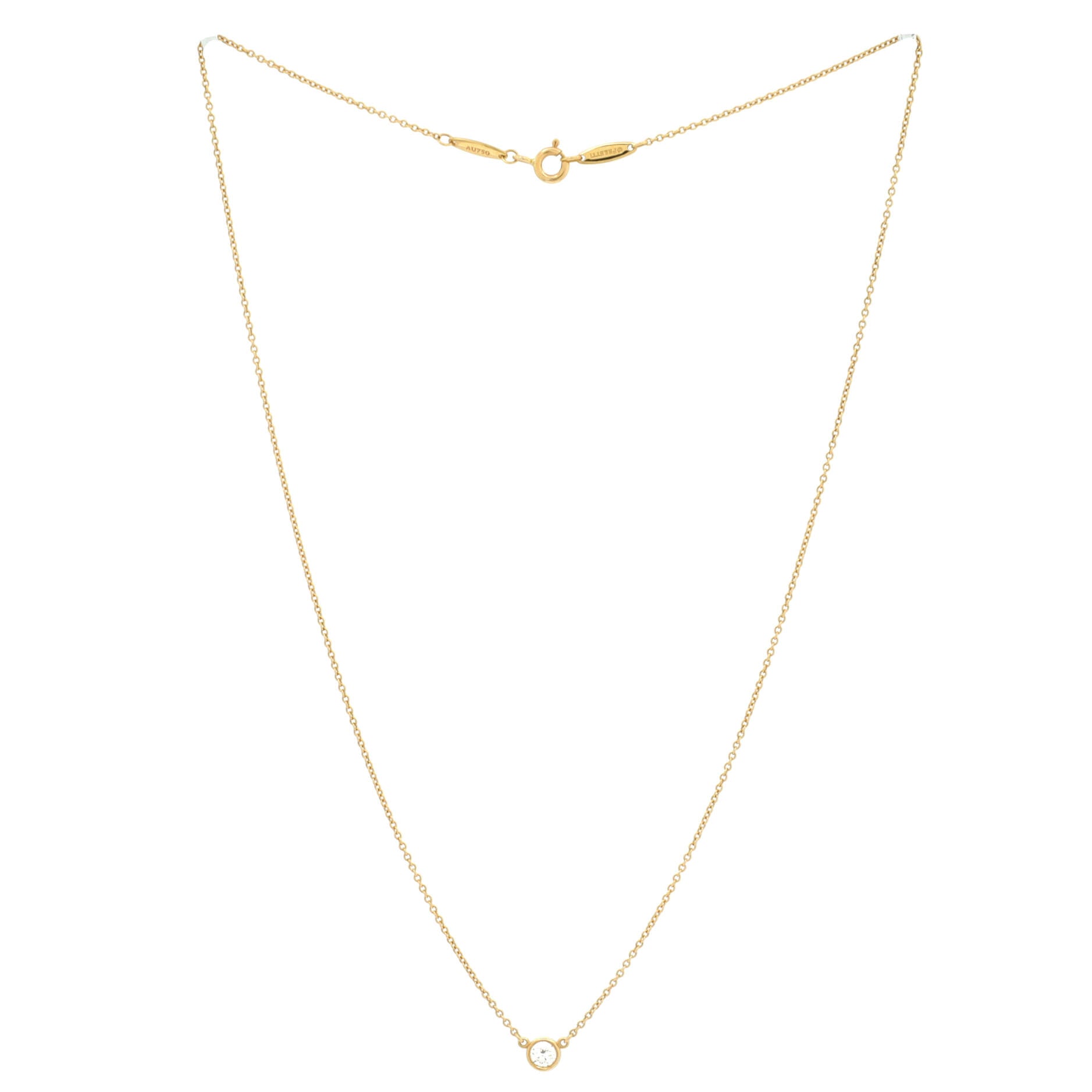 Tiffany & Co.Elsa Peretti Diamonds By The Yard Pendant Necklace 18K Yellow Gold and Diamond 0.10-0.19CT