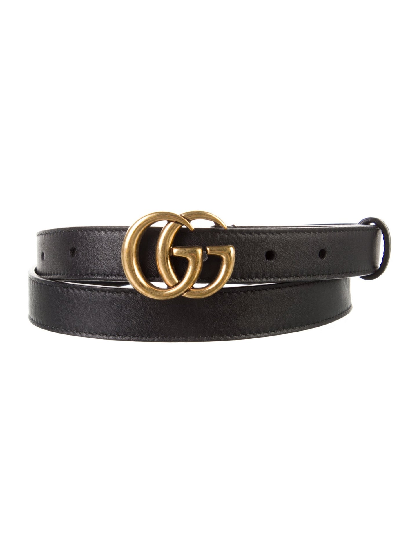 Gucci Double G Logo Skinny Belt
