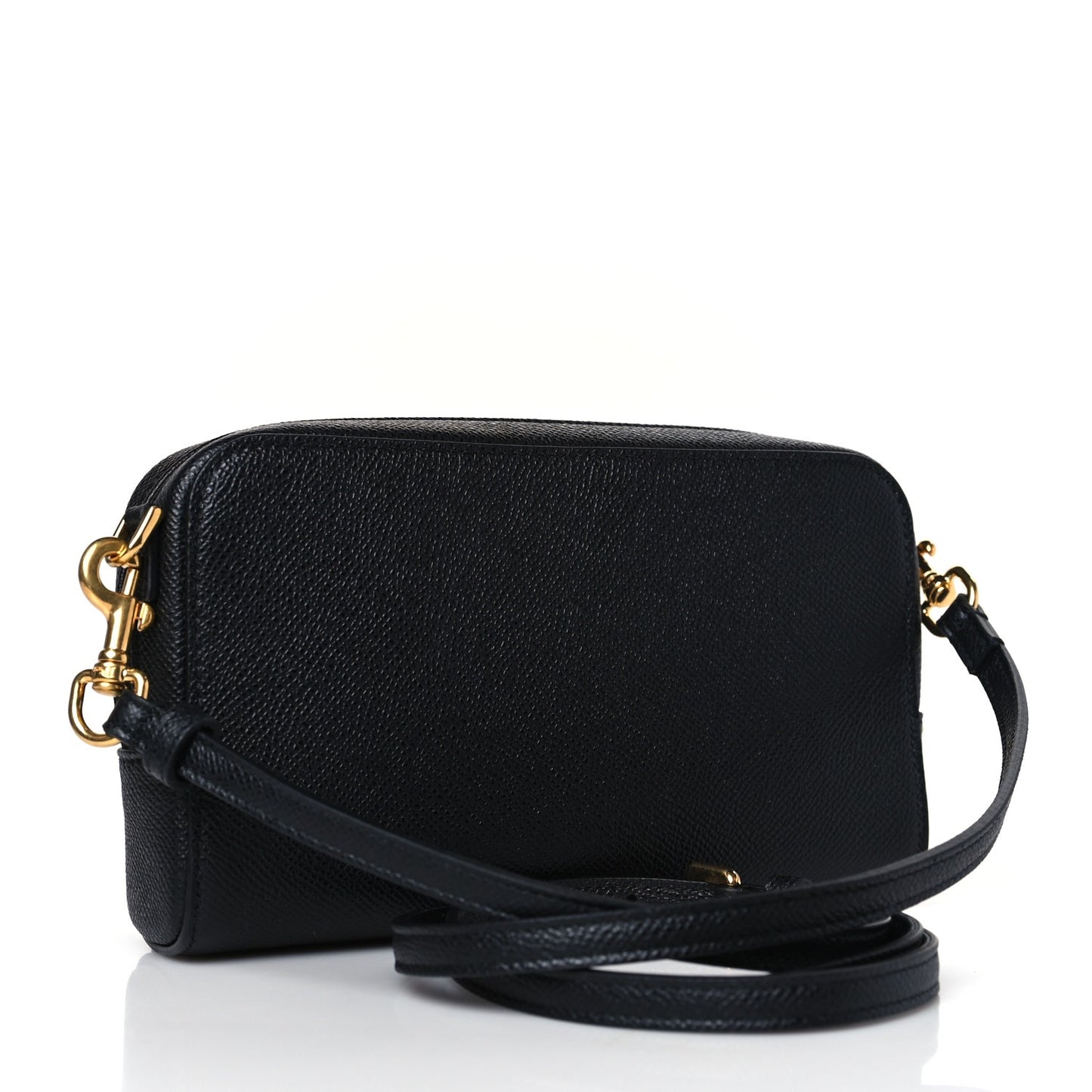 CHRISTIAN DIOR Grained Calfskin Caro Double Pouch Black