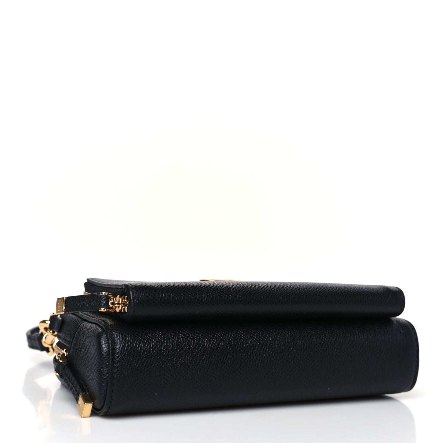 CHRISTIAN DIOR Grained Calfskin Caro Double Pouch Black