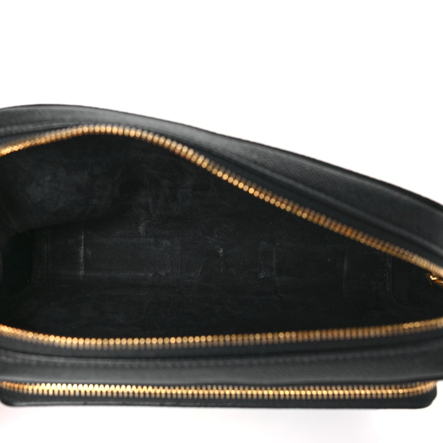 CHRISTIAN DIOR Grained Calfskin Caro Double Pouch Black