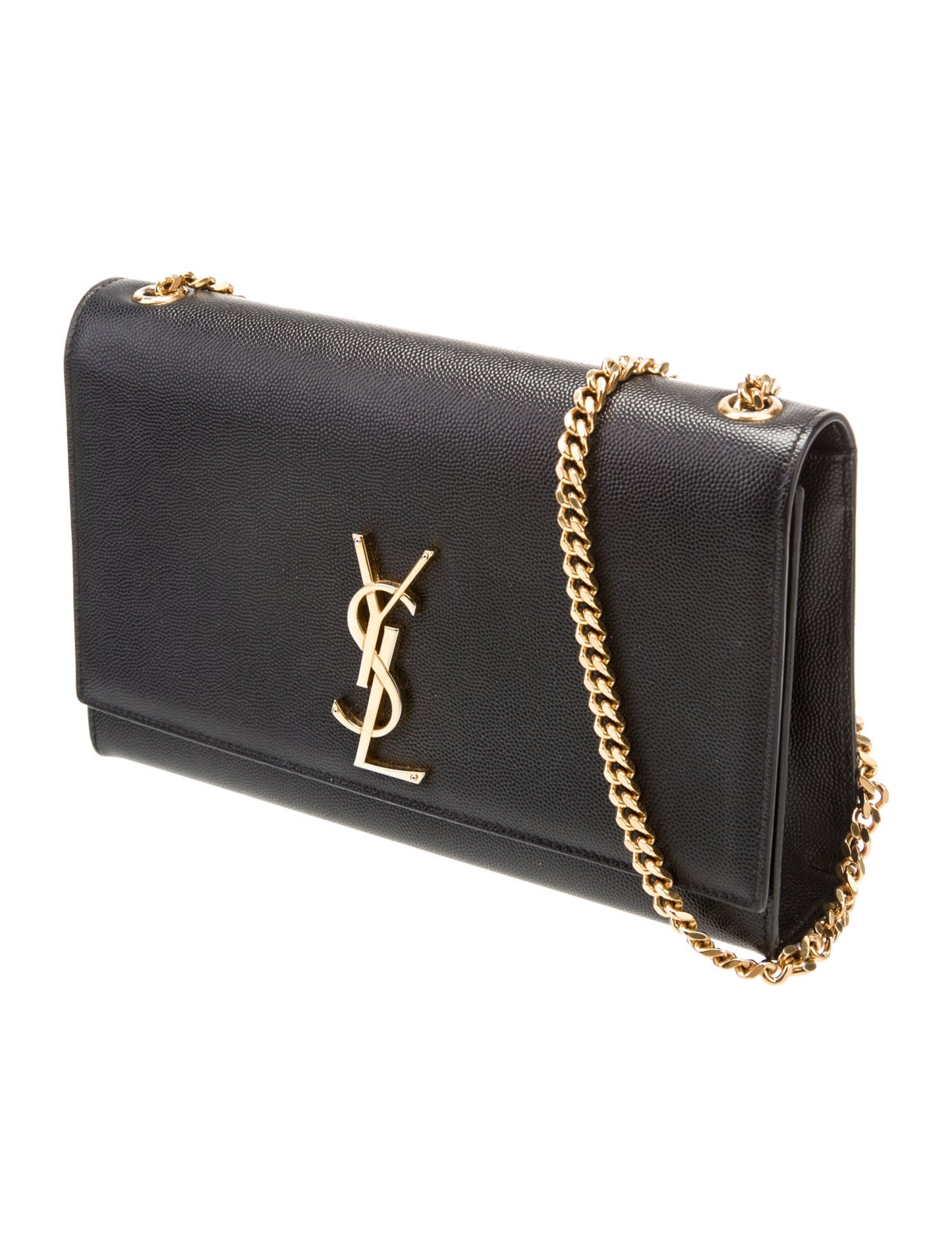 Saint Laurent Clutch By Anthony Vaccarello Black Leather Shoulder Strap