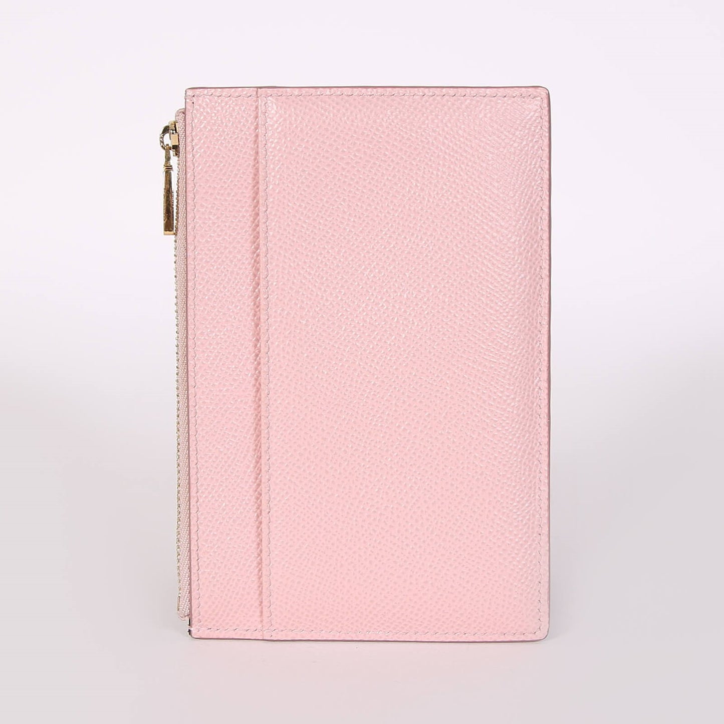New  Dolce & Gabbana Crystal DG Logo Calfskin Vertical Card Holder Light Pink