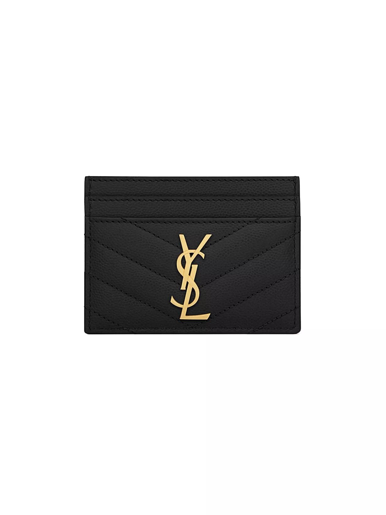 Saint Laurent Cassandre Matelasse Card Case in Grain De Poudre Embossed Leather