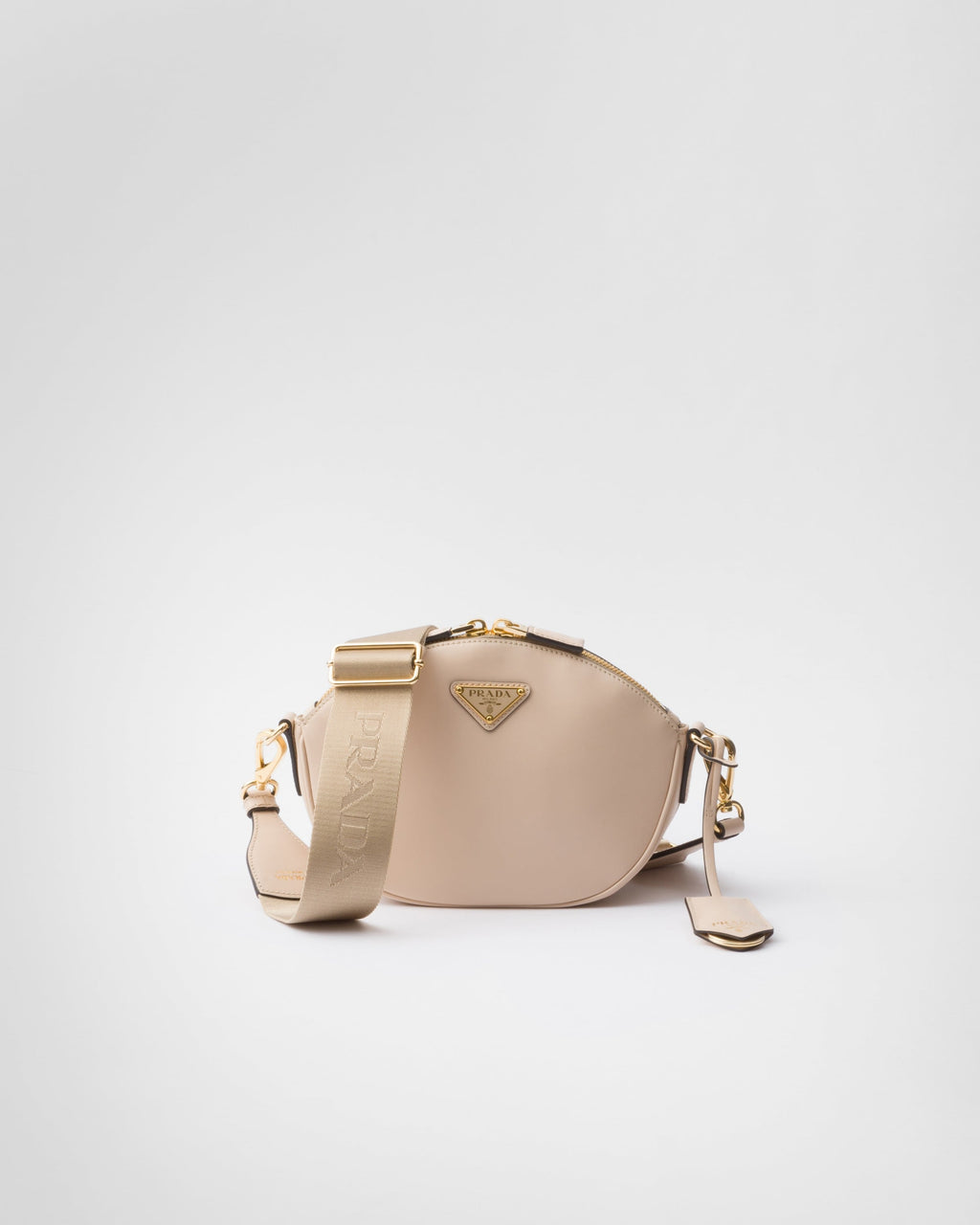 New PRADA Leather Mini Shoulder Bag In Travertine