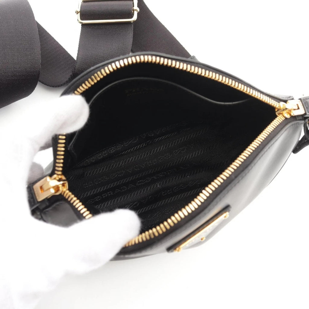 New PRADA CITY CALF Mini Shoulder Bag  leather Black