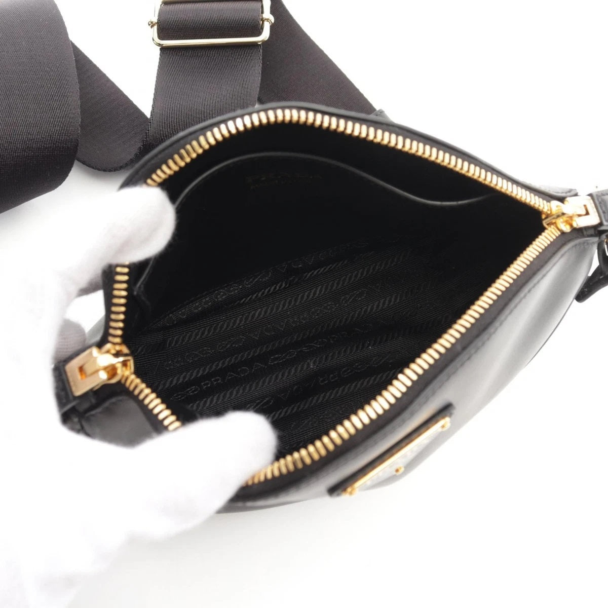 New PRADA CITY CALF Mini Shoulder Bag  leather Black