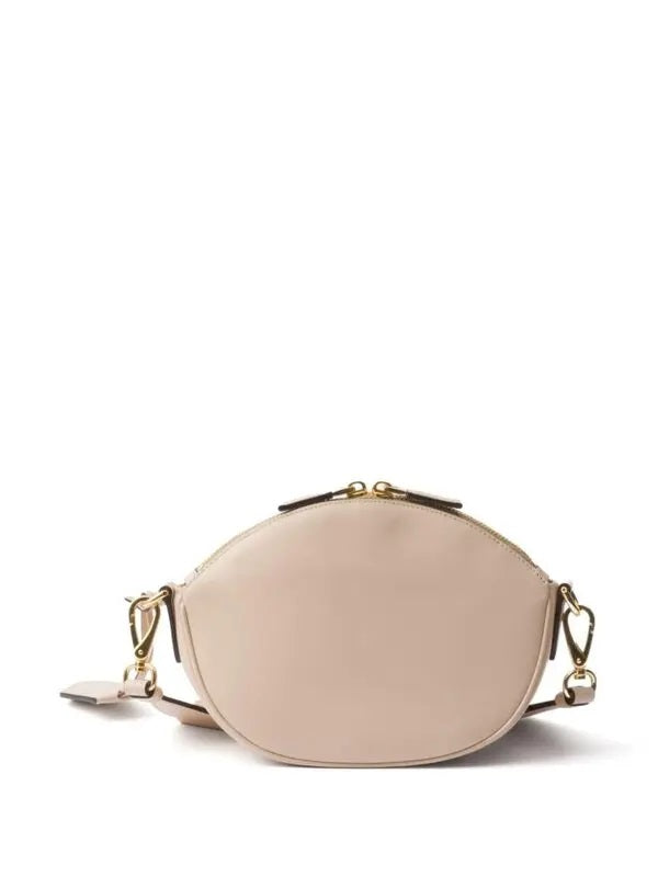 New PRADA Leather Mini Shoulder Bag In Travertine