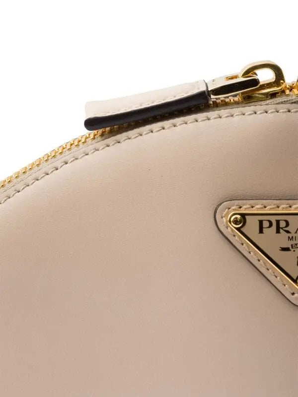 New PRADA Leather Mini Shoulder Bag In Travertine