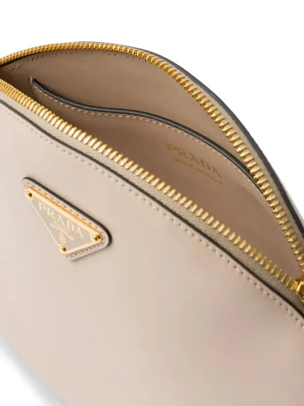 New PRADA Leather Mini Shoulder Bag In Travertine