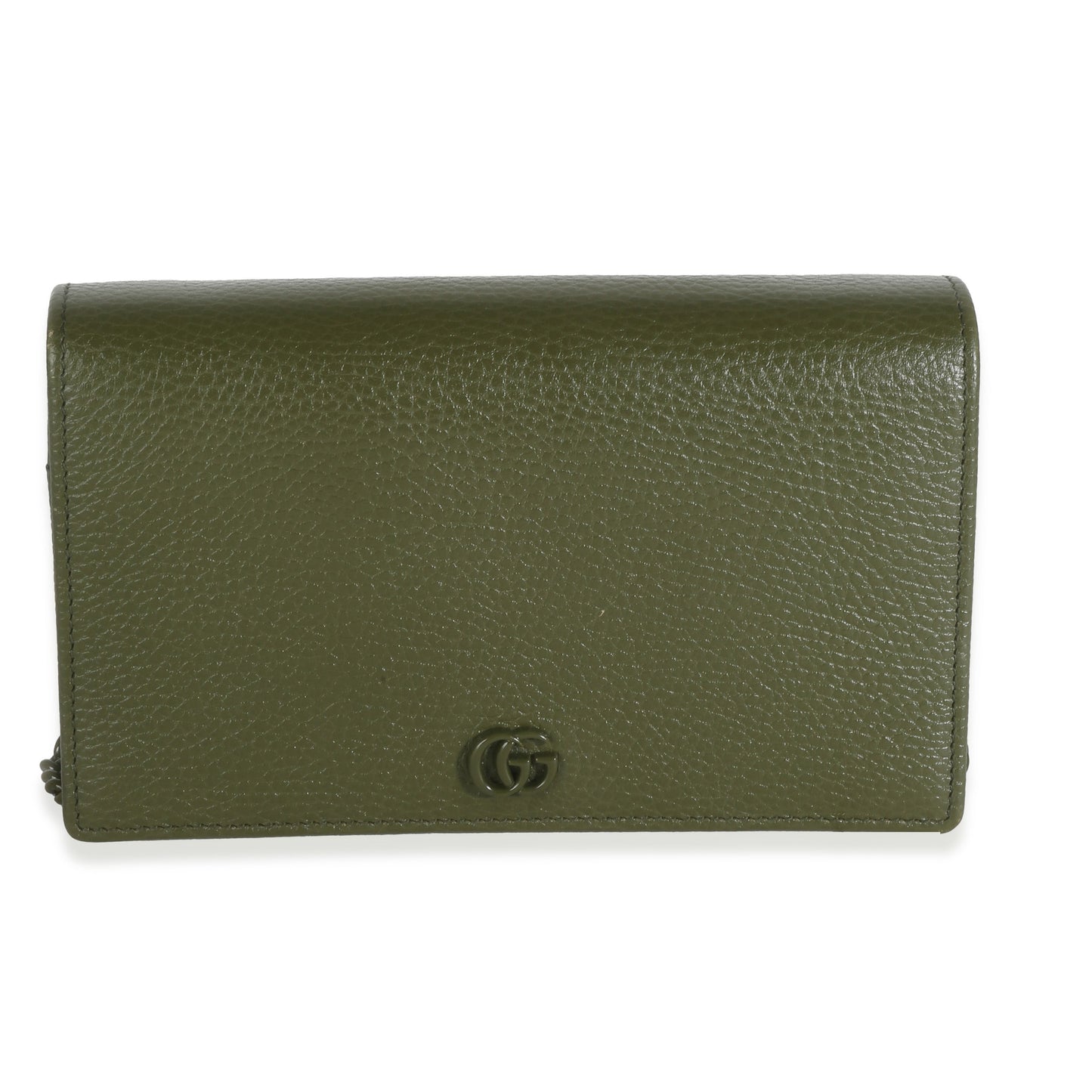 Green Dollar Calfskin Enamel GG Monochrome Marmont Chain Wallet