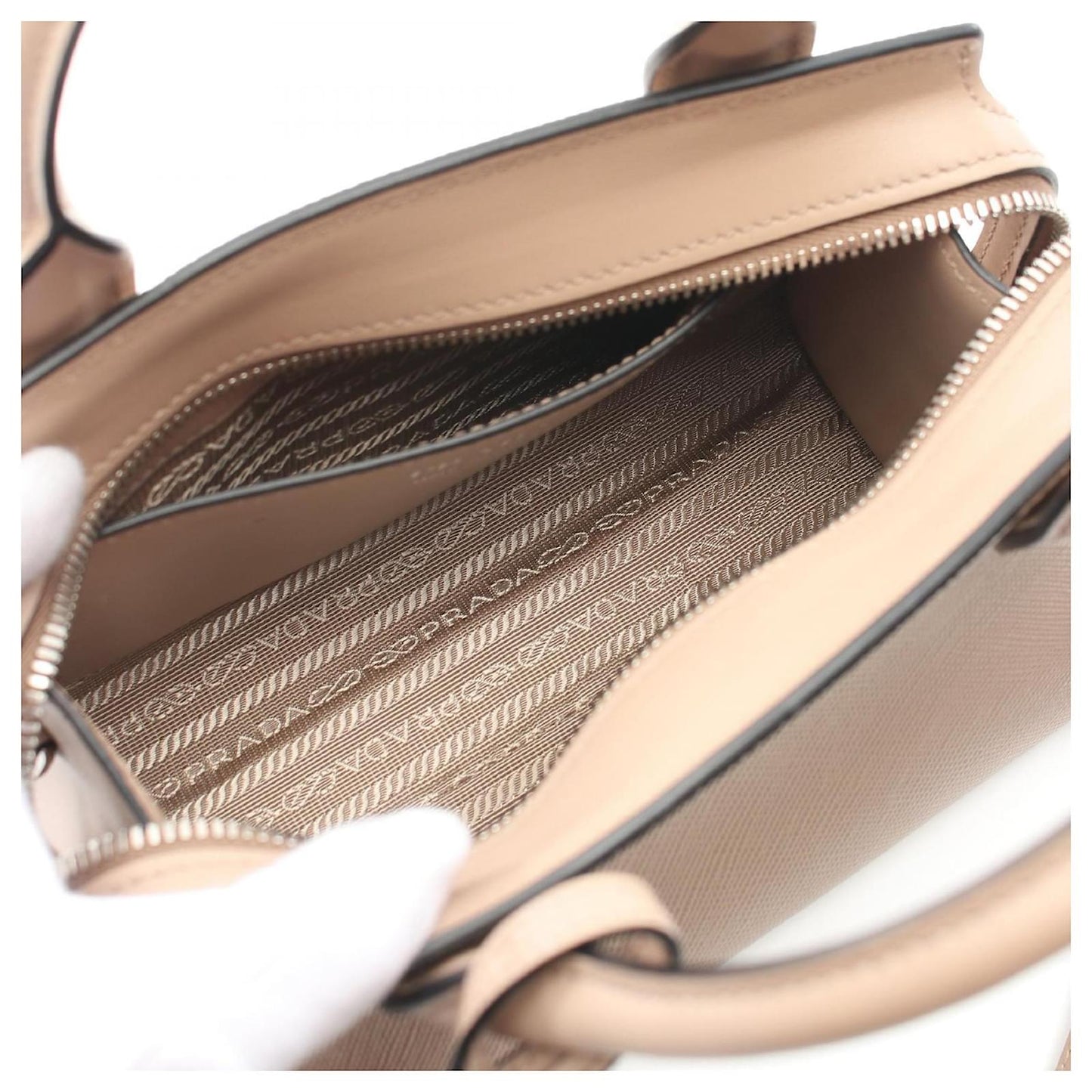 New Prada Saffiano Cuir Leather Handbag Beige