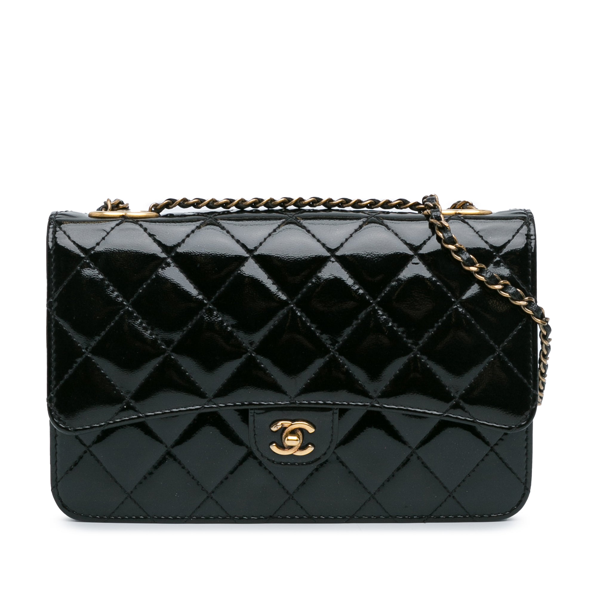 Chanel Patent CC Eyelet Wallet On Chain