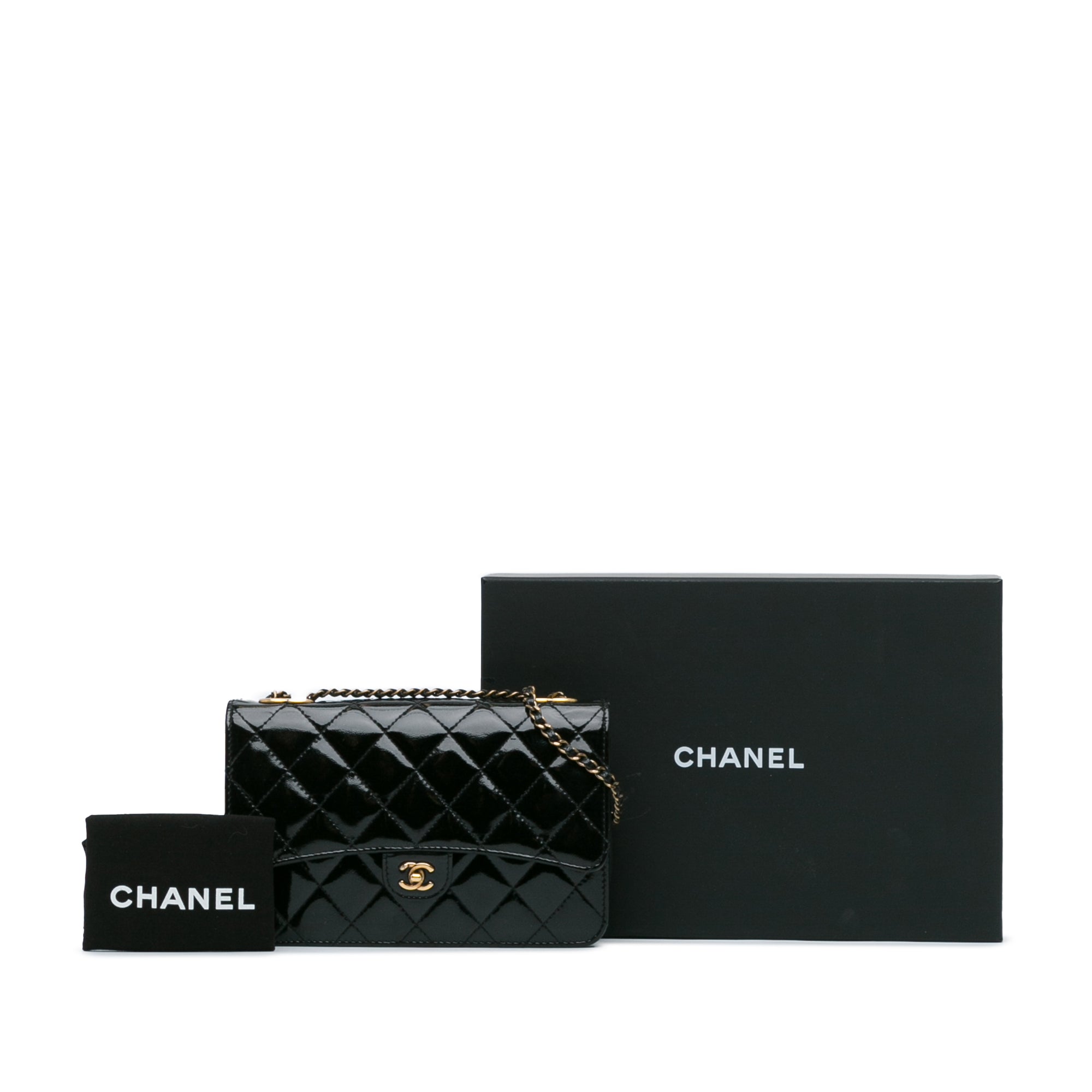 Chanel Patent CC Eyelet Wallet On Chain