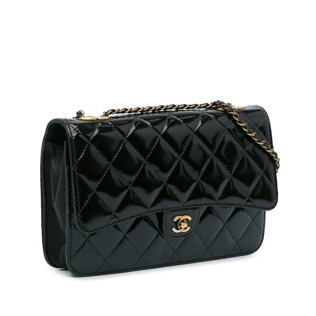 Chanel Patent CC Eyelet Wallet On Chain