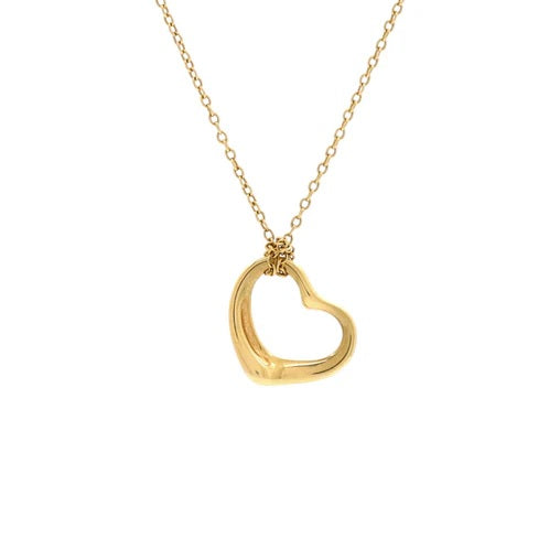 Tiffany & Co.Elsa Peretti Open Heart Pendant Necklace 18K Yellow Gold 11mm
