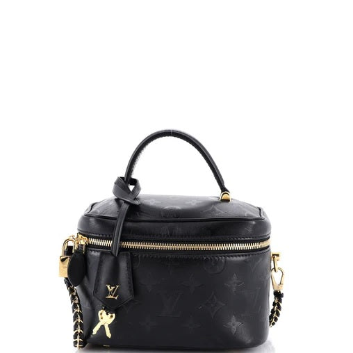 Louis Vuitton Vanity Handbag Monogram Ink Embossed Lambskin PM