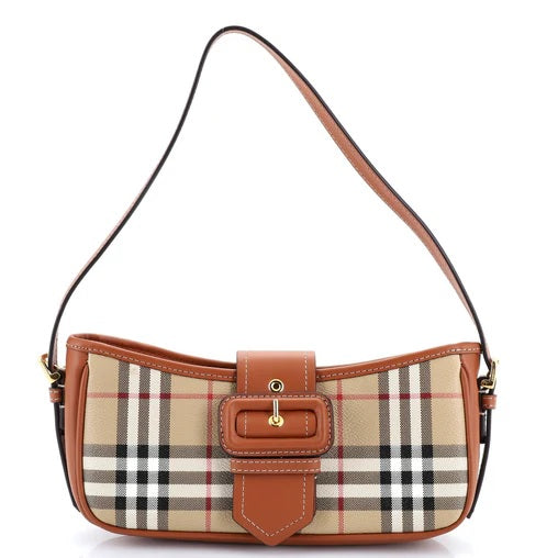 Burberry Buckle Sling Shoulder Bag Vintage Check Coated Canvas