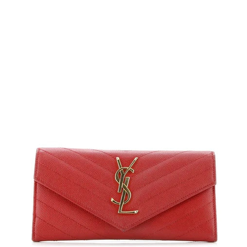 Saint Laurent Classic Monogram Flap Wallet Matelasse Chevron Leather Large