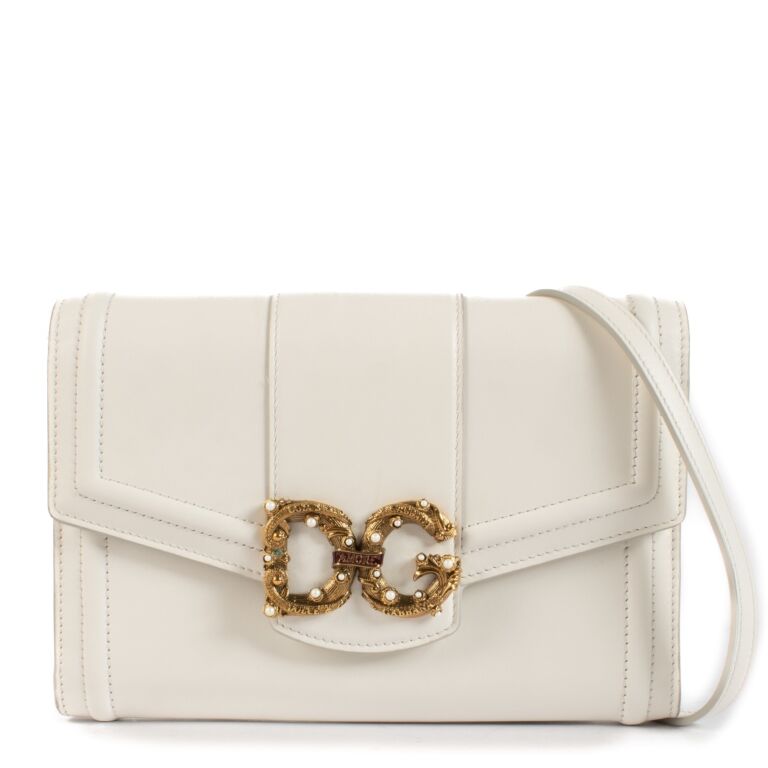 New Dolce & Gabbana White Amore Crossbody Bag