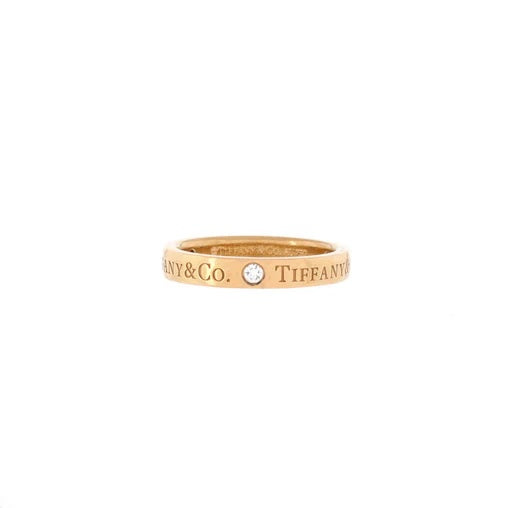 Tiffany & Co. Logo Band Ring Yellow Gold with Diamonds 3mm