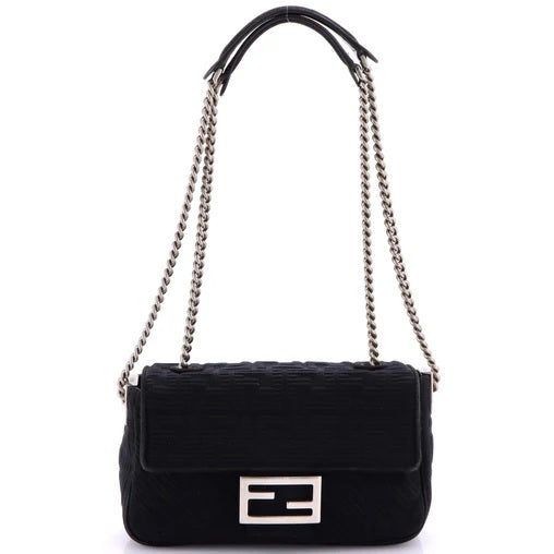 Fendi Midi Baguette Chain Bag Zucca Technical Mesh Medium
