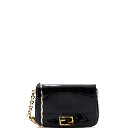 Fendi Chain Baguette Charm Bag Patent Nano