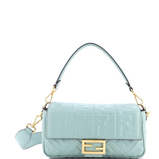 Fendi Baguette NM Bag Zucca Embossed Leather Medium