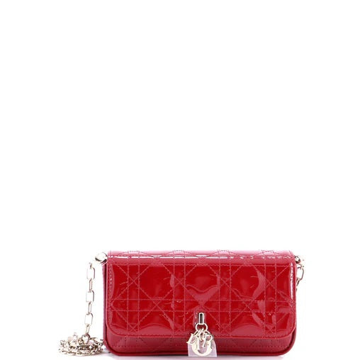 Christian Dior Dior Talk Phone Pouch Cannage Quilted Patent