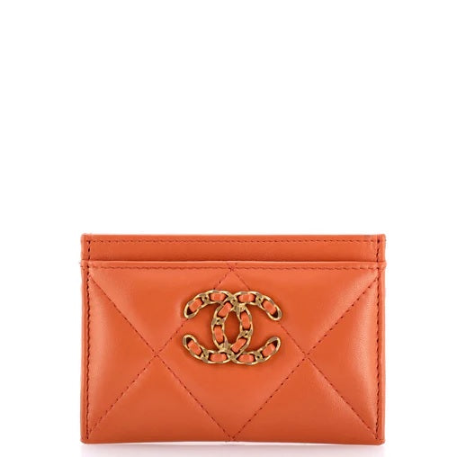 Chanel 19 Card Holder Quilted Leather