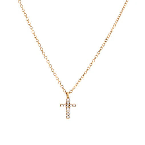 Tiffany & Co. Metro Cross Pendant Necklace 18K Yellow Gold and Diamonds