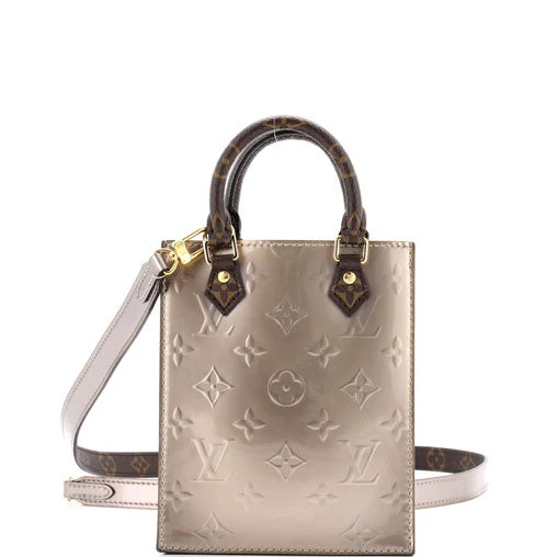 Louis Vuitton Petit Sac Plat Bag Monogram Vernis with Monogram Canvas