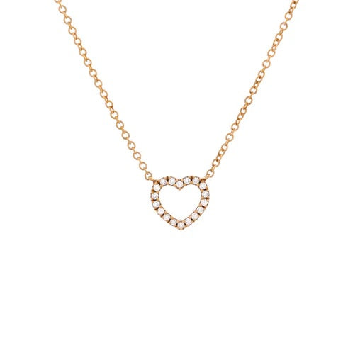 Tiffany & Co. Metro Open Heart Pendant Necklace 18K Rose Gold and Diamonds Mini