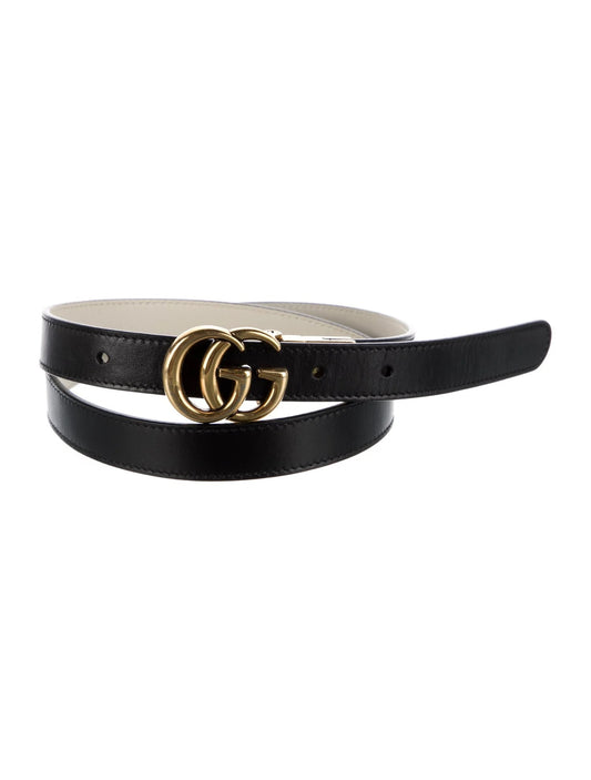 Gucci Double G Logo Skinny Belt