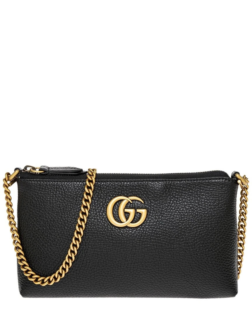 New Gucci Gg Marmont Leather Crossbody Women's Black