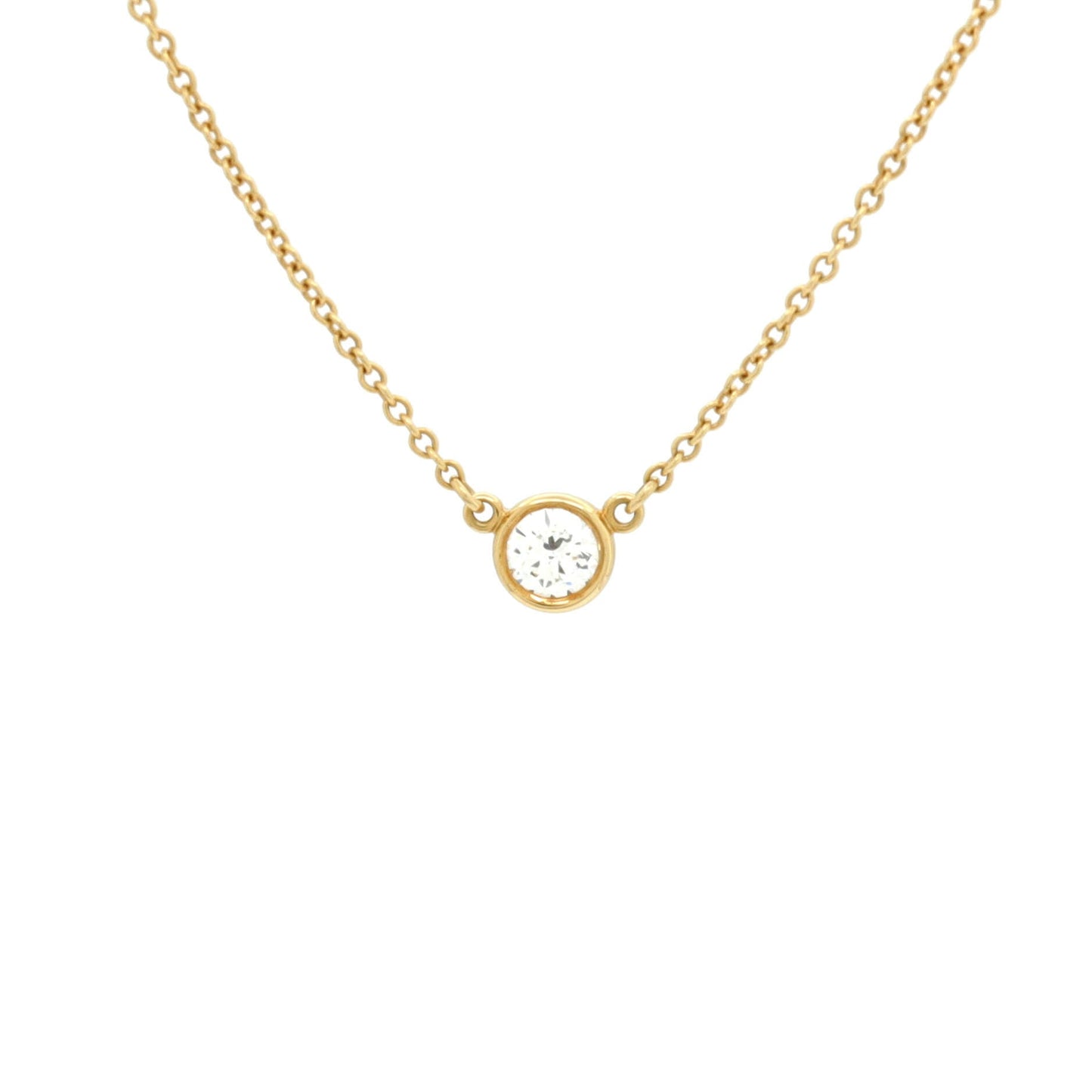 Tiffany & Co.Elsa Peretti Diamonds By The Yard Pendant Necklace 18K Yellow Gold and Diamond 0.10-0.19CT