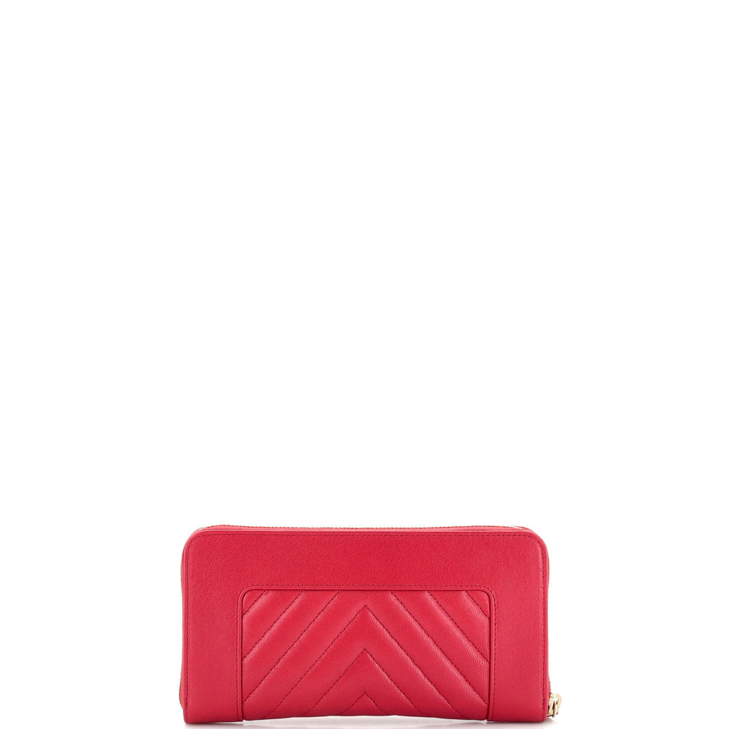 Chanel Mademoiselle Vintage Zip Around Wallet Quilted Sheepskin Long