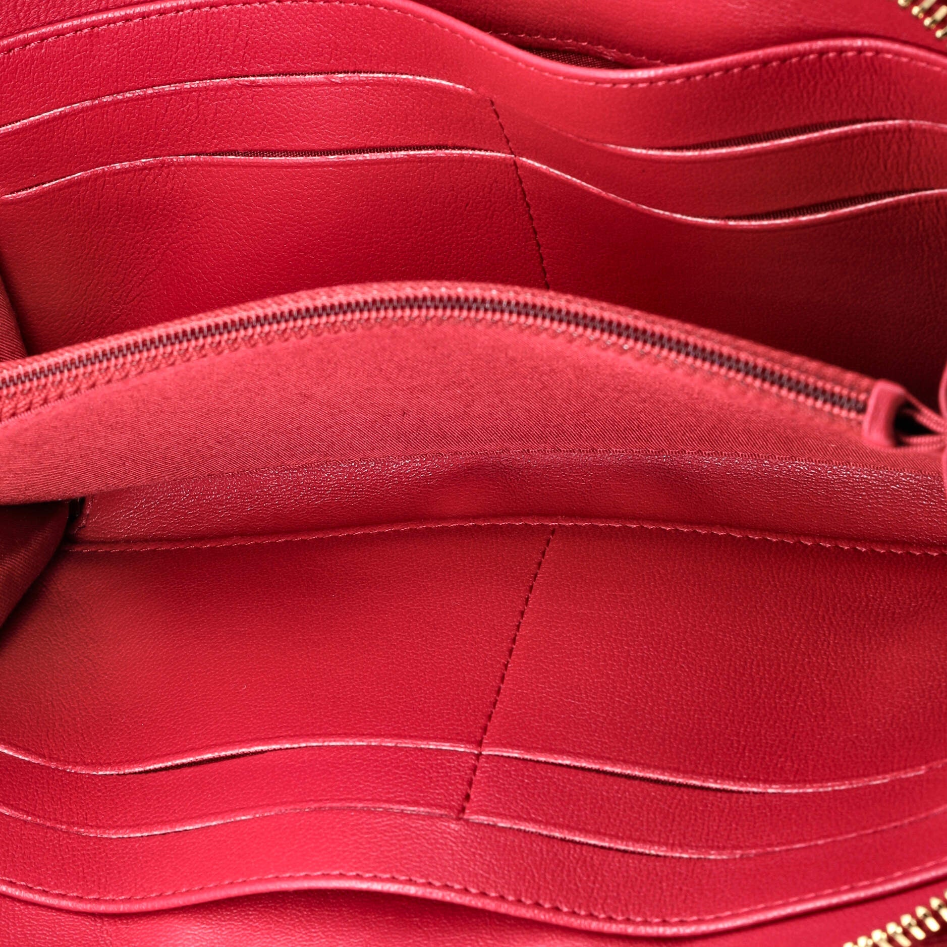 Chanel Mademoiselle Vintage Zip Around Wallet Quilted Sheepskin Long