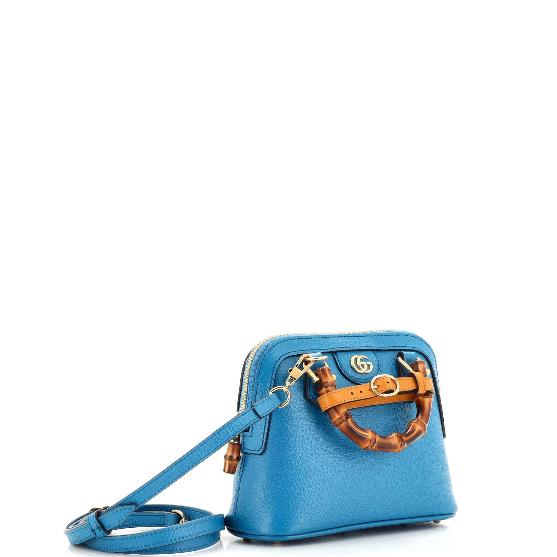Gucci Diana NM Bamboo Dome Top Handle Bag Leather Mini
