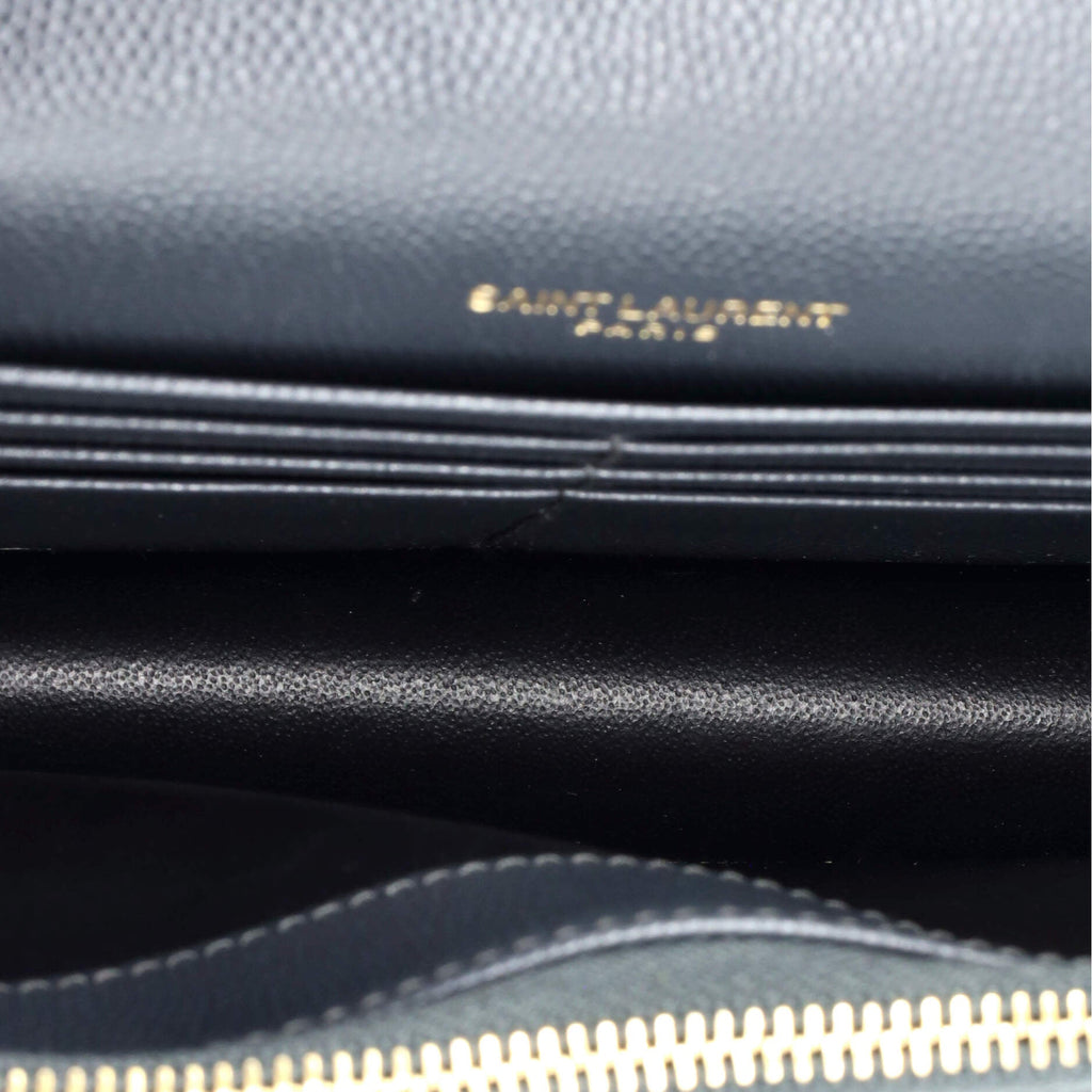 Saint Laurent Classic Monogram Wallet on Chain Matelasse Chevron Leather Small