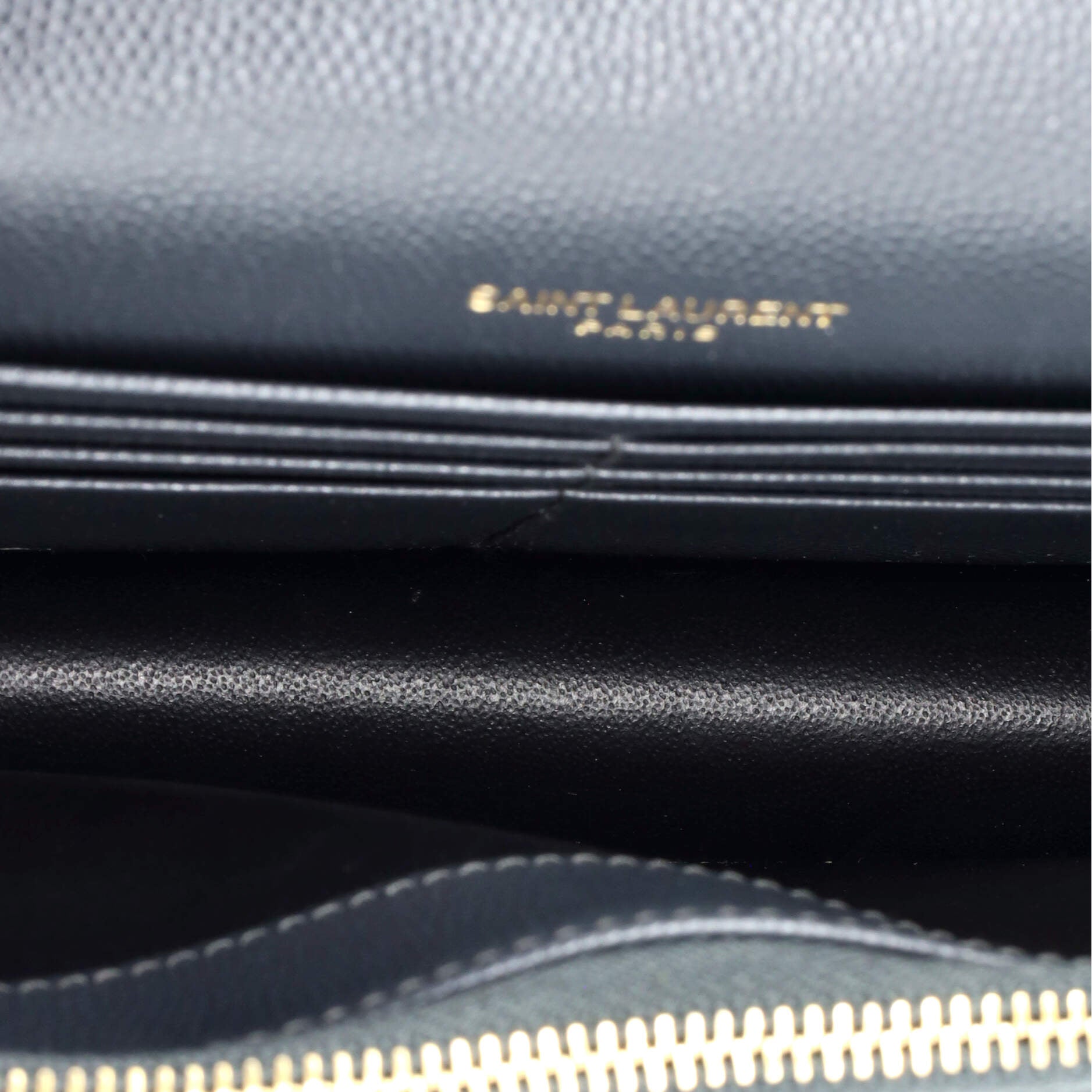 Saint Laurent Classic Monogram Wallet on Chain Matelasse Chevron Leather Small